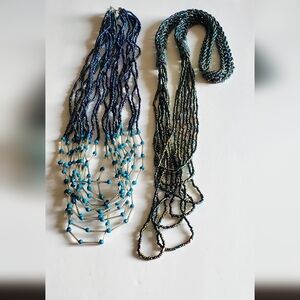 Handmade Multi-Strand Blue Beaded Necklace
